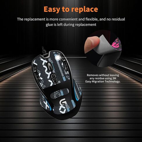 شريط قبضة الماوس تغطية كاملة لـ Logitech G300s ، مجموعة ترقية الفئران المهنية المقاومة للعرق ، الزلاجات (Poot Pad + Black Mouse Grip Tape) in Kuwait