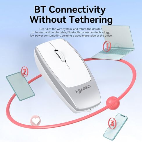 ماوس البلوتوث اللاسلكي ، فأر الكمبيوتر مع قارئ بطاقة TF (تخزين 2 تيرابايت) ودعم متعدد OS ، 1600 نقطة في البوصة ، الفئران المريحة للكمبيوتر المحمول ، الكمبيوتر اللوحي ، iPad ، الكمبيوتر (الأبيض) in Kuwait