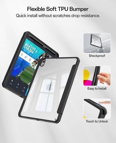 Case for iPad (A16) 11th Generation 11 Inch 2025 & iPad 10th Generation 10.9 Inch 2022, Slim Stand Cover with Hard Transparent Back, Support Touch ID, Auto Wake/Sleep (Pink) in Kuwait
