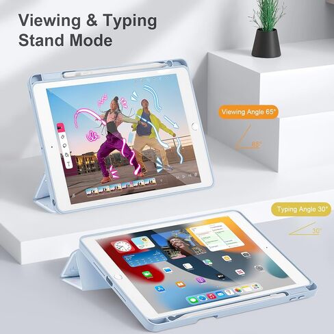 الحالة المطبوعة Mektron لـ iPad 10.2 بوصة 2021/2020/2019 ، لحالة الجيل 9/8/8/7 ، Buit في حامل القلم الرصاص مع غطاء مقاوم للصدمات صافٍ + حامل ثلاثي ، أقواس الكرز C353 in Kuwait