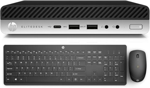 HP ELITERESK 800 G5 سطح المكتب MINI PC INTEL CORE I7-9700 CPU 8-CORES 3.0GHz 16GB DDR4 256GB SSD NVME Microsoft Windows 11 Pro Computer Wireless Keyboard Mouse 2.4Ghz بطارية طويلة (متجددة) in Kuwait