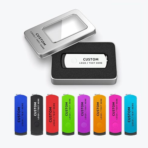 High-Speed Custom USB Drive 100 Pack, 360° Swivel Design Personalized USB Flash Drive with Logo, Perfect for Students & Businesses (2G,with Plastic Box) in Kuwait