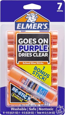 Elmer's Re-Stick Glue Sticks, 8 grams, Washable, 6 Count in Kuwait