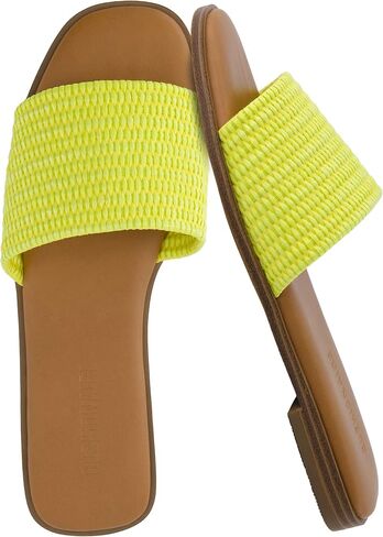 CUSHIONAIRE Women's Sesame raffia slide sandal +Memory Foam, Wide Widths Available in Saudi Arabia