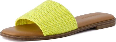 CUSHIONAIRE Women's Sesame raffia slide sandal +Memory Foam, Wide Widths Available in Saudi Arabia