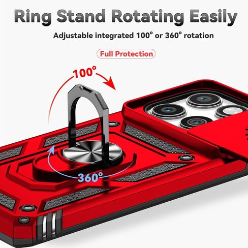 متوافق مع SunStory مع Motorola Moto Edge 2025 مع حامي شاشة HD وغطاء الكاميرا الشريحة و Kickstand Ring Ring ، [من الدرجة العسكرية] في Moto Edge 2025 ، الأحمر in Kuwait