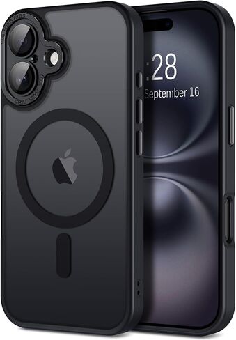 Hython for iPhone 16 Pro Max Case Magnetic Magnetic Matte Phone With With Coff Cover Lens Protector [متوافق مع Magsafe] غطاء واقعي Slim Slimbroof Pumper للنساء الرجال ، الأسود المتجمد in Kuwait