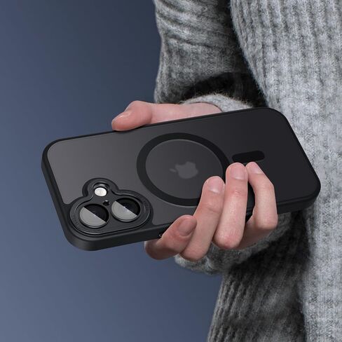 Hython for iPhone 16 Pro Max Case Magnetic Magnetic Matte Phone With With Coff Cover Lens Protector [متوافق مع Magsafe] غطاء واقعي Slim Slimbroof Pumper للنساء الرجال ، الأسود المتجمد in Kuwait