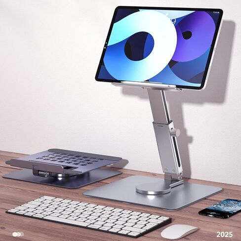 360° Adjustable Tablet Stand,Ergonomic Foldable Holder for iPad 10.2-12.9", Kindle, Phones 4-13", for Projector Tray,Anti-Slip Desktop Mount for Work, Student,Cooking, Gaming & Reading in Kuwait
