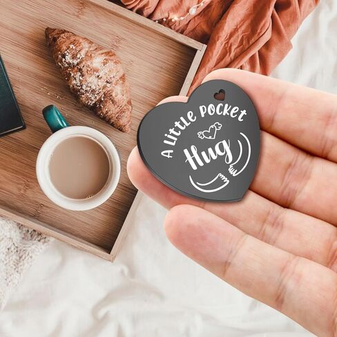 Lasimfa Pocket Hug Sometimes You Forget You’re Awesome Black Stainless Steel Double-Sided Heart Shaped Token with Leather Bag Birthday Christmas Gift for Friends Daughter Son in Saudi Arabia