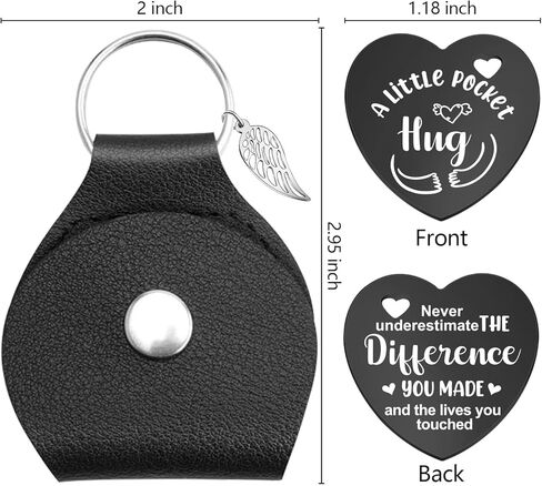 Lasimfa Pocket Hug Sometimes You Forget You’re Awesome Black Stainless Steel Double-Sided Heart Shaped Token with Leather Bag Birthday Christmas Gift for Friends Daughter Son in Saudi Arabia
