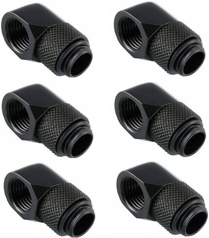 90° Angled 90 Degree G1/4" Rotary Fitting Extender Elbow Connector Adapter Male to Female for Computer Water Cooling 6 Pack (Silver) in Kuwait