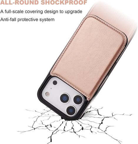 ONETOP Compatible with iPhone 17 Pro Wallet Case with Card Holder, PU Leather Kickstand Card Slots Case, Double Magnetic Clasp and Durable Shockproof Cover 6.3 Inch (Rose Gold) in Kuwait