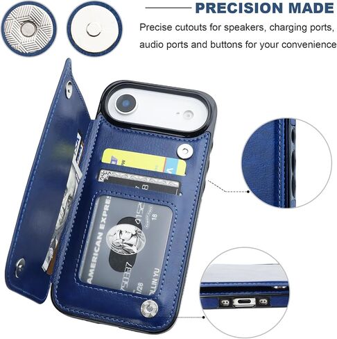 ONETOP Compatible with iPhone 17 Air Wallet Case with Card Holder, PU Leather Kickstand Card Slots Case, Double Magnetic Clasp and Durable Shockproof Cover 6.5 Inch (Rose Gold) in Saudi Arabia