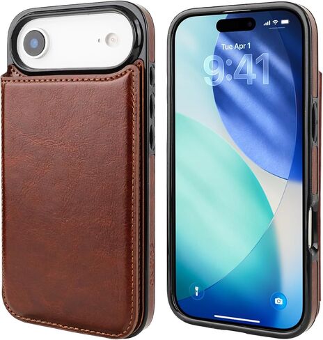 ONETOP Compatible with iPhone 17 Air Wallet Case with Card Holder, PU Leather Kickstand Card Slots Case, Double Magnetic Clasp and Durable Shockproof Cover 6.5 Inch (Rose Gold) in Saudi Arabia