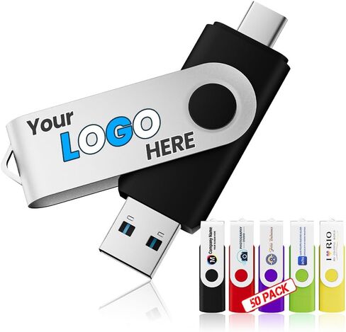 مخصص 32 جيجابايت من النوع-C/USB 3.0 محرك أقراص فلاش للكمبيوتر/Android/iPhone 15 16 ، 10pcs شخصية 2 في 1 عصا الذاكرة ، طباعة شعارك والنص على جوانب مزدوجة للمكتب/المدرسة/الشركة/التصوير الفوتوغرافي in Kuwait