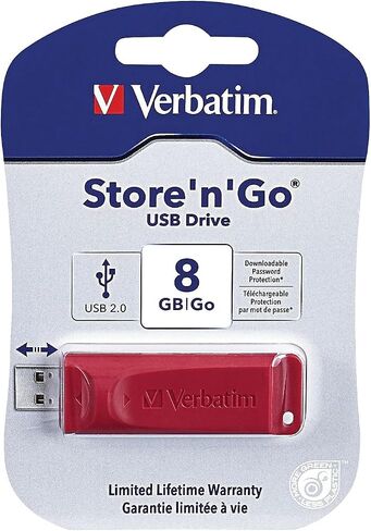Verbatim 8GB Store 'N' GO USB Flash Drive - PC / MAC متوافق - أحمر - أحمر in Kuwait