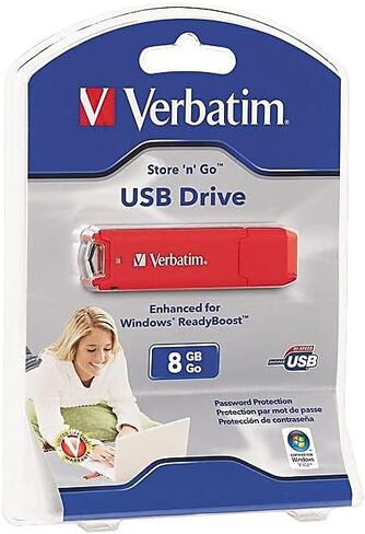 Verbatim 8GB Store 'N' GO USB Flash Drive - PC / MAC متوافق - أحمر - أحمر in Kuwait
