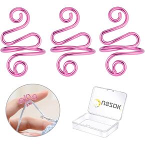 6 قطع حلقة كروشيه قابلة للتعديل، حلقة توتر كروشيه للإصبع والقط، دليل غزل مفتوح، حلقة حامل للأصابع للكشتبانات، ملحقات الكروشيه مع صندوق in Kuwait