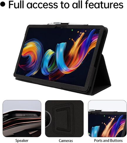 حالة لـ TCL NXTPAPER 11 PLUS Android 15 Tablet 11.5 Inch 2025 نسخة ترقية ， Wuniak Premium Leather Business Folio Stand for TCL nxtpaper 11 plus مع حزام يدوي للقرص ، الأسود in Kuwait