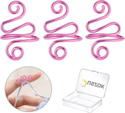 6 قطع حلقة كروشيه قابلة للتعديل، حلقة توتر كروشيه للإصبع والقط، دليل غزل مفتوح، حلقة حامل للأصابع للكشتبانات، ملحقات الكروشيه مع صندوق in Kuwait