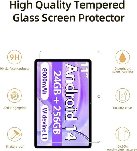 واقي الشاشة لـ Skyegg K15 Tablet 11 بوصة Android 14 أقراص ، فيلم زجاجي مقاوم للخدش HD لحماية Skyegg K15 إسقاط ، حساس اللمس ، مضاد للأصفر ، 2 عبوة. in Saudi Arabia