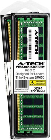 مجموعة A-Tech 64GB (2 × 32 جيجا بايت) لـ Lenovo ThinkSystem SR650-DDR4 PC4-21300 2666MHz ECC مسجل RDIMM 2RX4-ذاكرة الخادم المكافئة لـ OEM 7x77A01304 (AT350957SRV-X2R4) in Kuwait