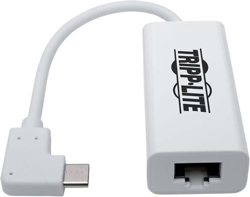 Tripp Lite U436-06N-GBW-RA USB-C to Gigabit Ethernet Adapter 6in USB 3.1 Gen1 Right-Angle 10/100/1000 Mbps Thunderbolt 3 Compatible White Cloud Care Pre-Configured Bundle Eligible (50 Pack) in Saudi Arabia
