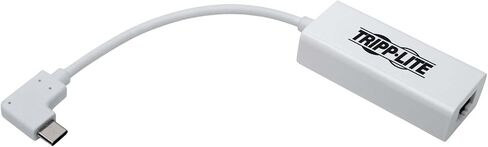 Tripp Lite U436-06N-GBW-RA USB-C to Gigabit Ethernet Adapter 6in USB 3.1 Gen1 Right-Angle 10/100/1000 Mbps Thunderbolt 3 Compatible White Cloud Care Pre-Configured Bundle Eligible (50 Pack) in Saudi Arabia