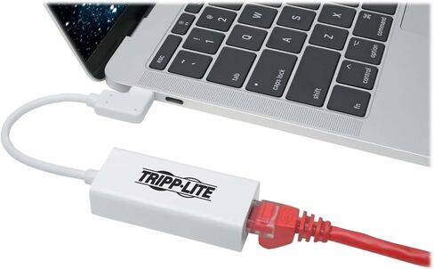 Tripp Lite U436-06N-GBW-RA USB-C to Gigabit Ethernet Adapter 6in USB 3.1 Gen1 Right-Angle 10/100/1000 Mbps Thunderbolt 3 Compatible White Cloud Care Pre-Configured Bundle Eligible (50 Pack) in Saudi Arabia