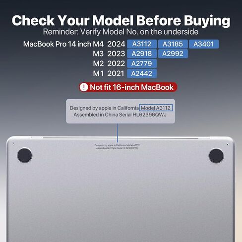 CrackGuard for MacBook Pro 14 بوصة Case M4 M3 M2 M1 Pro/Max 2025 2024-2021 [ترقية مكافحة crack] [100 ٪ Match Color in Kuwait