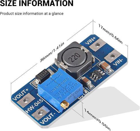 MT-3608 Step Up Converter 2A Adjustable DC-DC Boost Converter Input 2V-24V to Output 5V-28V Voltage Regulator Booster Board Power Module(Pack of 6) in Saudi Arabia