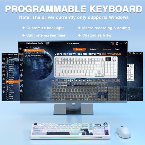 AULA S98 Pro Wireless Mechanical Keyboard,Smart Screen & Knob,Tri-Mode BT5.0/USB-C/2.4GHz Creamy Keyboard,Pre-lubed Linear Switches,Hot Swappable RGB Backlit Computer Gaming Keyboards (Renewed) in Saudi Arabia