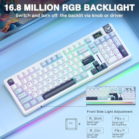 AULA S98 Pro Wireless Mechanical Keyboard,Smart Screen & Knob,Tri-Mode BT5.0/USB-C/2.4GHz Creamy Keyboard,Pre-lubed Linear Switches,Hot Swappable RGB Backlit Computer Gaming Keyboards (Renewed) in Saudi Arabia