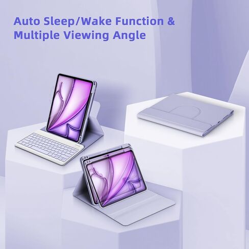حالة لوحة المفاتيح لـ iPad Air 13 Inch 2025 M3/2024 M2 ، iPad Pro 12.9 بوصة 6th/5th/4/3rd Gen ، 360 حالة دوارة ولوحة مفاتيح قابلة للفصل مغناطي in Kuwait