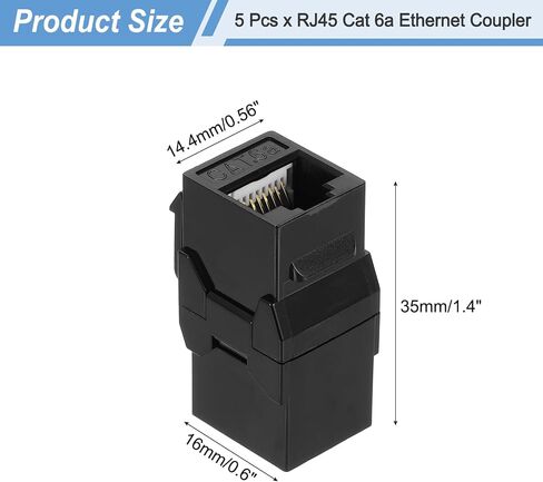 Meccanixity 5 Pack Cat 6a Ethernet Coupler ، RJ45 CAT6A مقرن الإناث إلى محول Ethernet الإناث ، الأسود in Kuwait