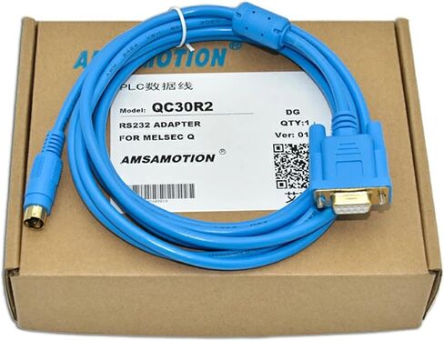 QC30R2 لـ Q Series Communication Cable Melsec GS/GOT1050/1055 RS232 خط تنزيل برمجة البرمجة المسلسل (اللون الأبيض) in Saudi Arabia