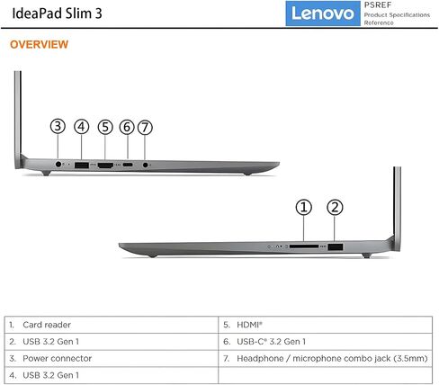 Lenovo IdeaPad Slim 3 | 15.6" FHD Anti-Glare Display | AMD Ryzen 5 5625U(Beat Intel i9-10900T) | 16GB DDR4 | 256GB SSD | Backlit Keyboard | Windows 11 Pro | Microsoft Office 365 & WOWPC USB Included in Saudi Arabia