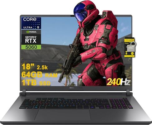ASUS ROG STRIX G18 G815 GAMING AI PC LAPTOP 18 "2.5k (2560x1600) 240Hz (100 ٪ DCI-P3 ، 3MS) Intel 24-Core Ultra 9 275HX 32GB RAM 1TB SSD GEFORCE RTX 5060 RGB Backlit Wi-Fi1 in Saudi Arabia