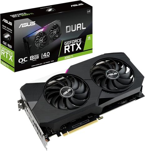 ASUS Dual Nvidia Geforce RTX 3060 TI V2 OC EDITION GAMING GRASTS (PCIE 4.0 ، 8GB GDDR6 MEMORY ، LHR ، HDMI 2.1 ، DisplayPort 1.4A ، تصميم المروحة المحورية ، BIOS المزدوجة ، صفيحة واقية) (متجددة) in Saudi Arabia