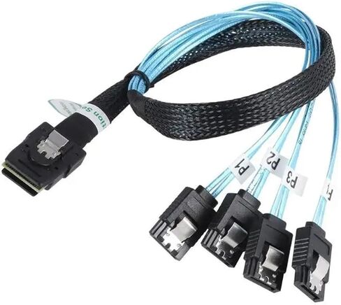 Cable M1ni S/AS SFF-8087 to 4 SATA Cable M1ni S/A/S 4i SFF8087 36P to 4 SATA 7P Cable 12Gbps 50cm Hard Drive Data(0.5M) in Kuwait