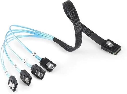 Cable M1ni S/AS SFF-8087 to 4 SATA Cable M1ni S/A/S 4i SFF8087 36P to 4 SATA 7P Cable 12Gbps 50cm Hard Drive Data(0.5M) in Kuwait