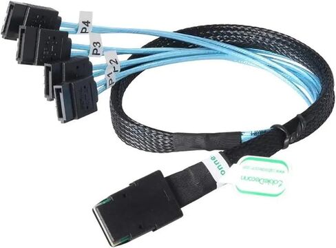 Cable M1ni S/AS SFF-8087 to 4 SATA Cable M1ni S/A/S 4i SFF8087 36P to 4 SATA 7P Cable 12Gbps 50cm Hard Drive Data(0.5M) in Kuwait
