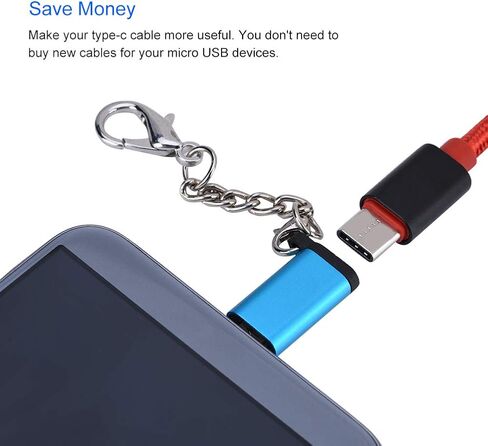 Keenso Compact and Safe Type C Micro Adapter for 5 5pc Multicolored Data Connector (Blue) in Saudi Arabia