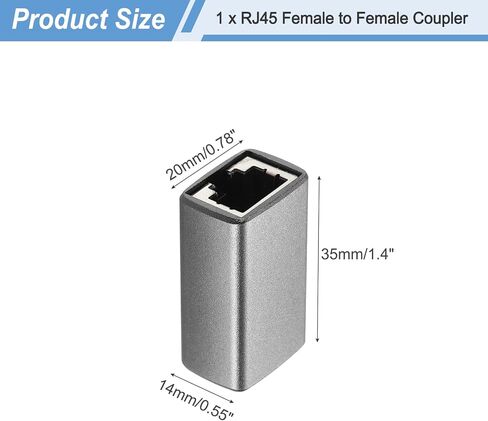 meccanixity 1pcs RJ45 Ethernet jouler ، ethernet jouler female to female in line cat6 cat5e cat5 extender cable ، silver in Kuwait