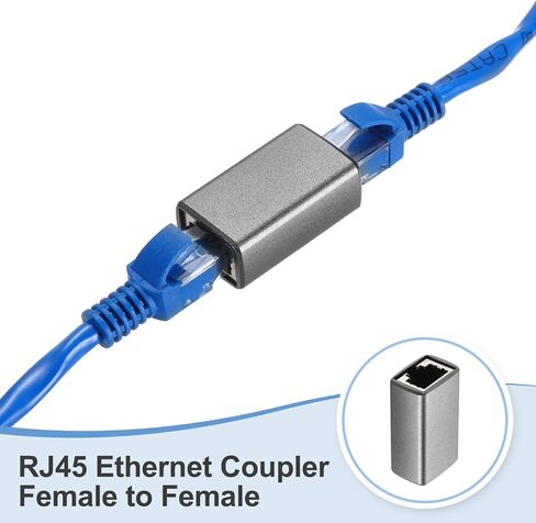 meccanixity 1pcs RJ45 Ethernet jouler ، ethernet jouler female to female in line cat6 cat5e cat5 extender cable ، silver in Kuwait