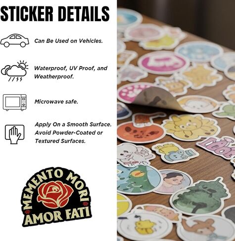 (3pcs) stoism quote amor fati sticker memento mori amor fati vintage rease مقاومة للماء ملصق فينيل مقطوع لزجاجة مياه محمول هدايا عيد ميلاد 2 بوصة in Saudi Arabia