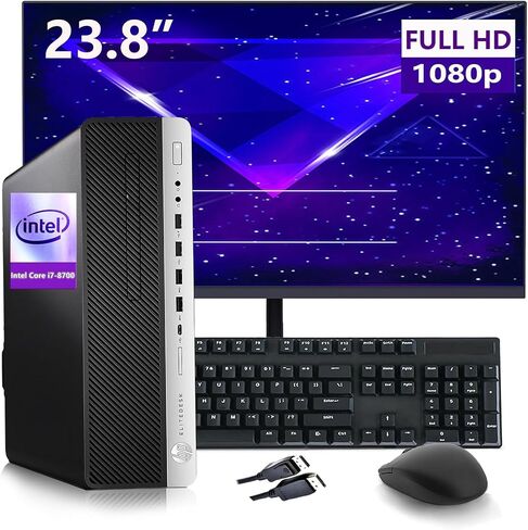 HP EliteDesk 800 G4 SFF Business Desktop PC with New 23.8" FHD Monitor, Intel Core i7-8700, 32GB RAM, 1TB SSD, Mouse & Keyboard, Windows 11 Pro(Renewed) in Saudi Arabia