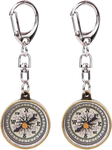 Keychain Compass, Pack of 2 Vintage Style Zinc Alloy Pocket Compass Navigation Tool for Outdoor Camping Hiking in Saudi Arabia