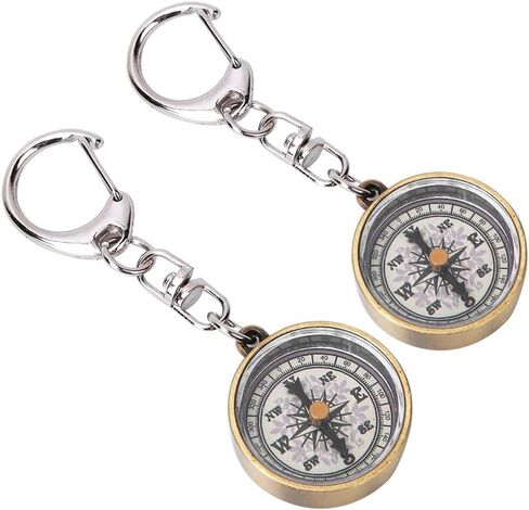 Keychain Compass, Pack of 2 Vintage Style Zinc Alloy Pocket Compass Navigation Tool for Outdoor Camping Hiking in Saudi Arabia